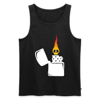 flaming skull and white lighter - Men's Premium Organic Tank Top - black - Front - AI Model Male 178 light (178cm)