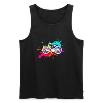Fahrrad,malerei, illustration, wasserfarbe,bunt - Männer Premium Bio Tank Top - Schwarz - Vorne - Michal (187cm)