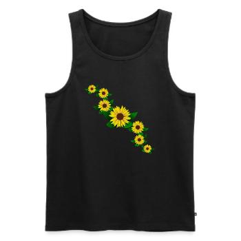 Tournesol jaune tournesol motif fleur floral - Débardeur bio Premium Homme - noir - Devant - AI Model Male 178 light (178cm)
