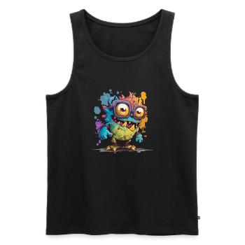 kleines freches Monster in Watersplash Farben - Männer Premium Bio Tank Top - Schwarz - Vorne - AI Model Male 178 light (178cm)