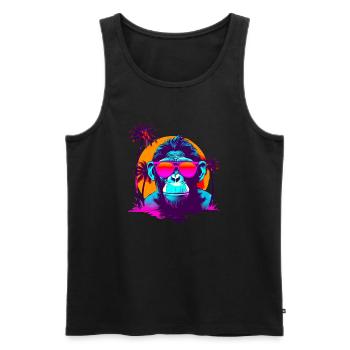 CoolChimpSunglassesRetroSunset - Männer Premium Bio Tank Top - Schwarz - Vorne - AI Model Male 178 light (178cm)