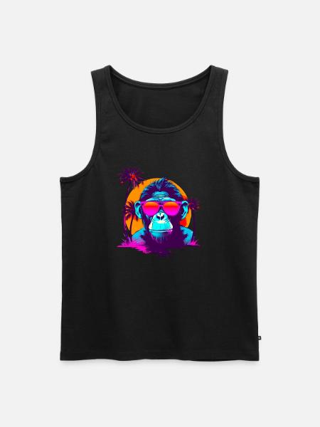 CoolChimpSunglassesRetroSunset - Männer Premium Bio Tank Top - Schwarz