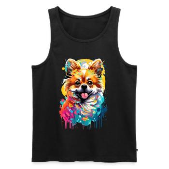 Deutscher Spitz - Zwergspitz Pomeranian Hund - Männer Premium Bio Tank Top - Schwarz - Vorne - AI Model Male 178 light (178cm)