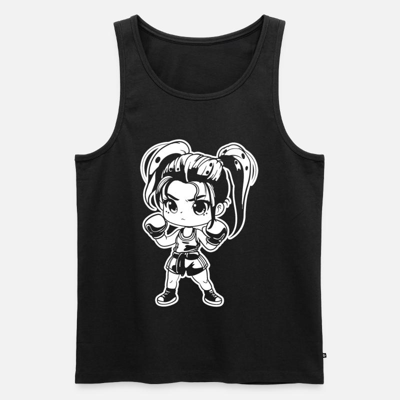 Kickboxerin Manga Stil - Männer Premium Bio Tank Top - Schwarz