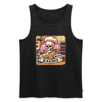 Old Man Baking Skull with Baker's Hat with Bread - Men's Premium Organic Tank Top - black - Front - AI Model Male 178 light (178cm)