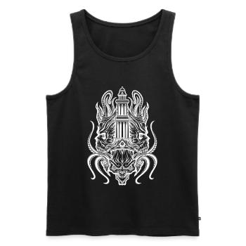 Occult Tower Demon – Gothic Dark Symmetry Kunst mit - Männer Premium Bio Tank Top - Schwarz - Vorne - AI Model Male 178 light (178cm)