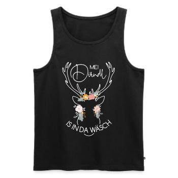 Feenhaftes Rentier mit Blumenkranz Trachtenshirt - Männer Premium Bio Tank Top - Schwarz - Vorne - Michal (187cm)