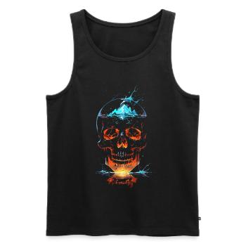 Crâne de Feu et Glace Éclatant - Men's Premium Organic Tank Top - black - Front - AI Model Male 178 light (178cm)
