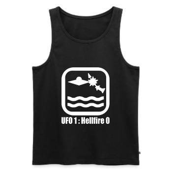 UFO Rocket weiß 1:0 Meme T-Shirt - Männer Premium Bio Tank Top - Schwarz - Vorne - AI Model Male 178 light (178cm)