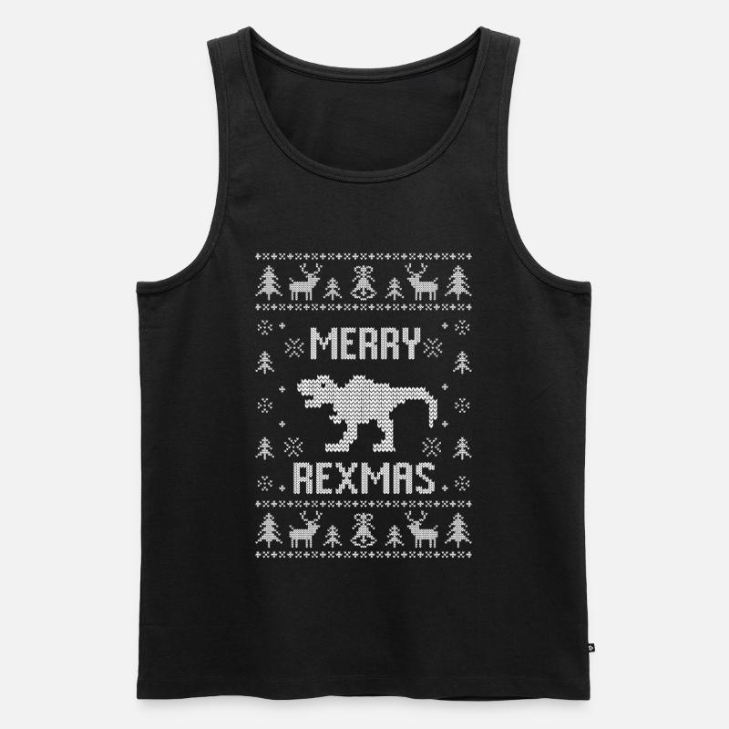 Dinosaurier Weihnachtspullover T-Rex Merry Rexmas - Männer Premium Bio Tank Top - Schwarz