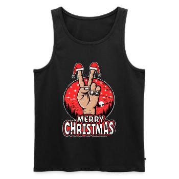 Joyeux Noël Signe de Paix Motif Rose Utilisé - Débardeur bio Premium Homme - noir - Devant - AI Model Male 178 light (178cm)
