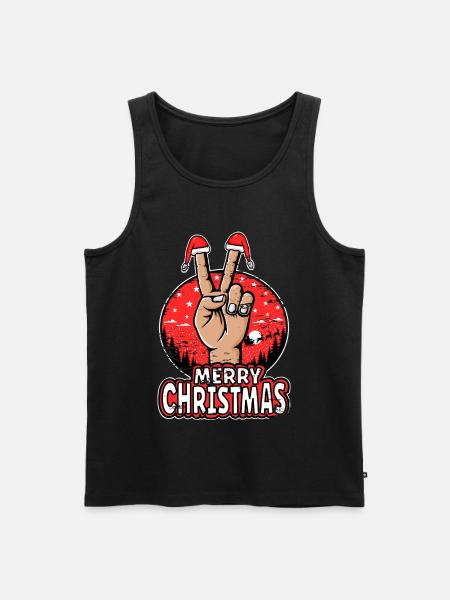 Frohes Weihnachten Peacezeichen Motiv Rosa used - Männer Premium Bio Tank Top - Schwarz
