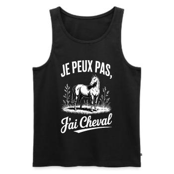 Je peux pas j’ai cheval – Humour équitation - Débardeur bio Premium Homme - noir - Devant - AI Model Male 178 light (178cm)