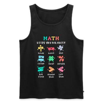 Mathe hält dich im Gleichgewicht - Männer Premium Bio Tank Top - Schwarz - Vorne - AI Model Male 178 light (178cm)