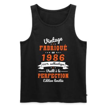 1986 – Vintage – Perfekt gereift - Männer Premium Bio Tank Top - Schwarz - Vorne - Michal (187cm)