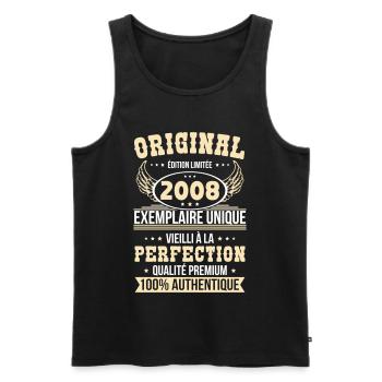 2008 – Einzigartiges Exemplar – Premiumqualität - Männer Premium Bio Tank Top - Schwarz - Vorne - Michal (187cm)