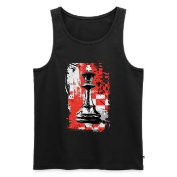 Chess King – Grunge Strategy Motif - Men's Premium Organic Tank Top - black - Front - AI Model Male 178 light (178cm)