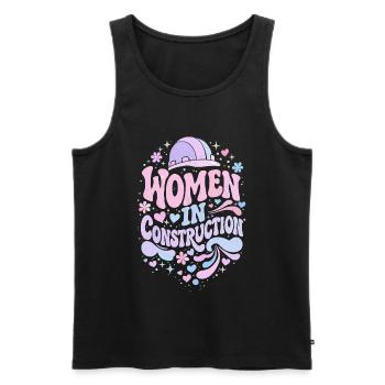 Women in Construction – Pastel Retro - Débardeur bio Premium Homme - noir - Devant - AI Model Male 178 light (178cm)
