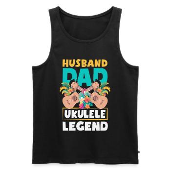 Mari Papa Ukulélé Légende Drôle Fête des Pères - Débardeur bio Premium Homme - noir - Devant - Michal (187cm)