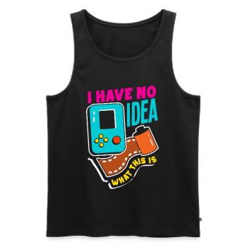 Keine Ahnung Was Das Ist - Lustiges Retro Design - Männer Premium Bio Tank Top - Schwarz - Vorne - Michal (187cm)