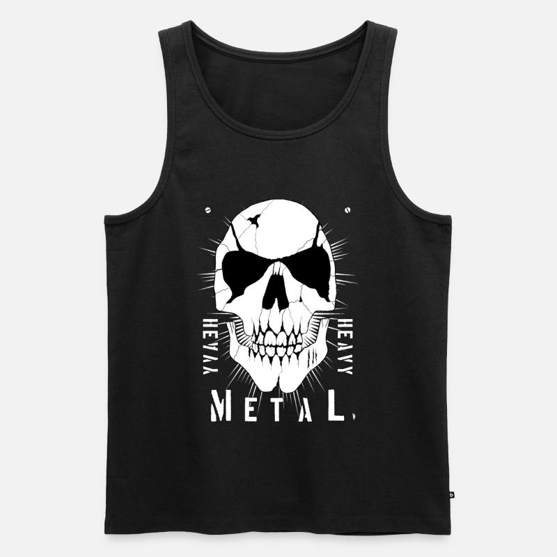 Metallschädel mit Rissen - Männer Premium Bio Tank Top - Schwarz
