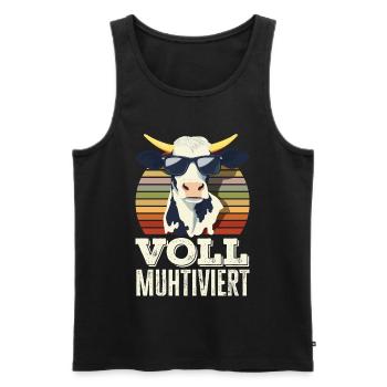 Fully Muhtived Funny Cow Saying Retro Farmer - Men's Premium Organic Tank Top - black - Front - Michal (187cm)