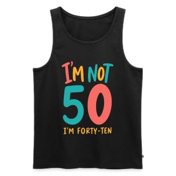 50e anniversaire - Je n’ai pas 50 ans, j’ai quarante-dix ans - Débardeur bio Premium Homme - noir - Devant - Michal (187cm)