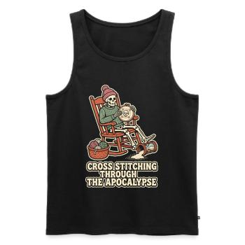 Cross Stitching Through The Apocalypse - Männer Premium Bio Tank Top - Schwarz - Vorne - Michal (187cm)