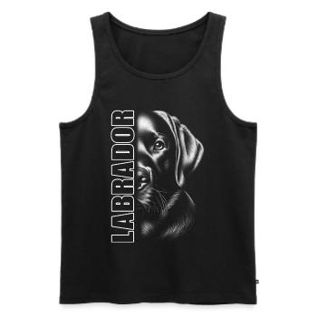 Labrador Porträt mit vertikalem Schriftzug - Männer Premium Bio Tank Top - Schwarz - Vorne - Michal (187cm)