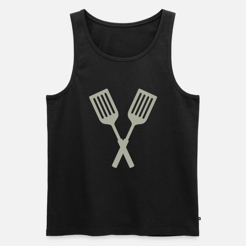 Pfannenwender Kreuz Geschenkidee - Männer Premium Bio Tank Top - Schwarz