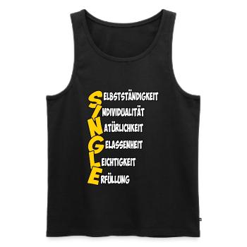 Single in starken Worten - Männer Premium Bio Tank Top - Schwarz - Vorne - Michal (187cm)
