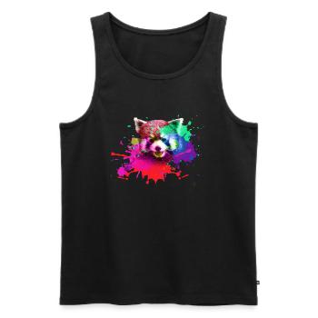 Panda rouge, graffiti, peinture, ours panda, ours, coloré - Débardeur bio Premium Homme - noir - Devant - AI Model Male 178 light (178cm)