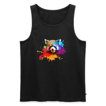 Panda rouge, graffiti, peinture, ours panda, ours, coloré - Débardeur bio Premium Homme - noir - Devant - AI Model Male 178 light (178cm)