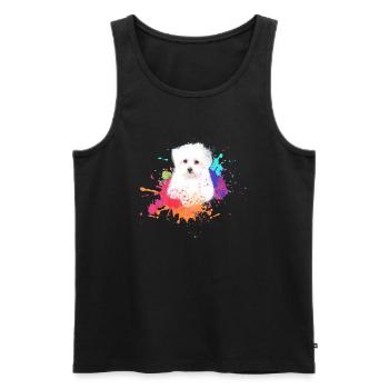 malteser ,hund ,bunt ,hund, Malerei,graffiti, - Männer Premium Bio Tank Top - Schwarz - Vorne - Michal (187cm)