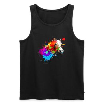 pferd,haflinger, graffiti, malerei, bunt, pferde, - Männer Premium Bio Tank Top - Schwarz - Vorne - AI Model Male 178 light (178cm)