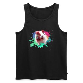 Cochons d’Inde, graffiti, peinture, coloré - Débardeur bio Premium Homme - noir - Devant - Michal (187cm)