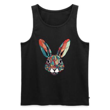 Lapin lapin Art géométrique - Débardeur bio Premium Homme - noir - Devant - AI Model Male 178 light (178cm)