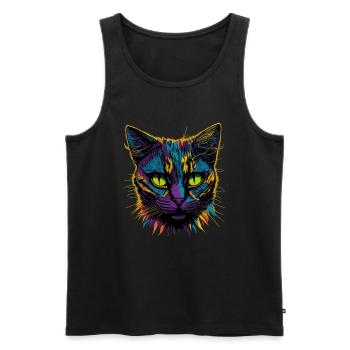 Pop Art Cat - Männer Premium Bio Tank Top - Schwarz - Vorne - Michal (187cm)