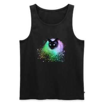 Siam Cat,Colorful,Graffit,iPainting Art,Cat,Retro - Men's Premium Organic Tank Top - black - Front - AI Model Male 178 light (178cm)