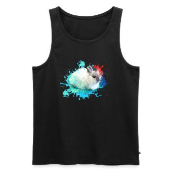Lapin,Graffiti,Peinture,Animal,Lapin,Coloré - Débardeur bio Premium Homme - noir - Devant - Michal (187cm)