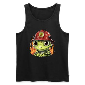 Fire Brigade Frog - Men's Premium Organic Tank Top - black - Front - AI Model Male 178 light (178cm)