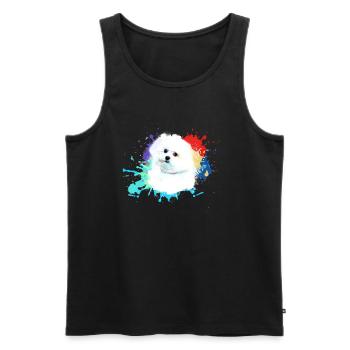 Bichon Frisé, Maltais,Chien, Aquarelle, Aquarelle - Débardeur bio Premium Homme - noir - Devant - AI Model Male 178 light (178cm)