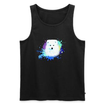Samoyed, dog ,graffiti,painting wolf,pastel,colorful - Men's Premium Organic Tank Top - black - Front - Michal (187cm)