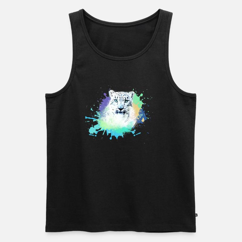schneeleopard,katze,leopard, jaguar,bunt - Männer Premium Bio Tank Top - Schwarz