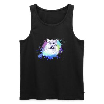 snow leopard,cat,leopard, jaguar,colorful - Men's Premium Organic Tank Top - black - Front - AI Model Male 178 light (178cm)