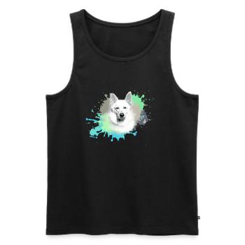 White Shepherd ,Dog,White,Dog,Husky,Wolf - Men's Premium Organic Tank Top - black - Front - Michal (187cm)