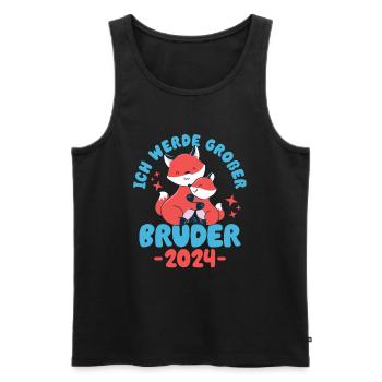 Großer Bruder 2024 Junge Geschwister Geburt - Männer Premium Bio Tank Top - Schwarz - Vorne - Michal (187cm)