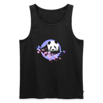 Panda,Panda Bear,Colorful,Graffiti,Painting,Cherry Blossom - Men's Premium Organic Tank Top - black - Front - AI Model Male 178 light (178cm)