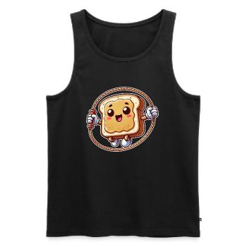 Toast Sandwich Beurre de cacahuète Dessin animé Corde à sauter - Débardeur bio Premium Homme - noir - Devant - AI Model Male 178 light (178cm)