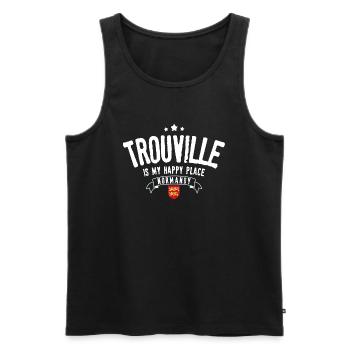 Trouville ist mein glücklicher Ort - Männer Premium Bio Tank Top - Schwarz - Vorne - AI Model Male 178 light (178cm)